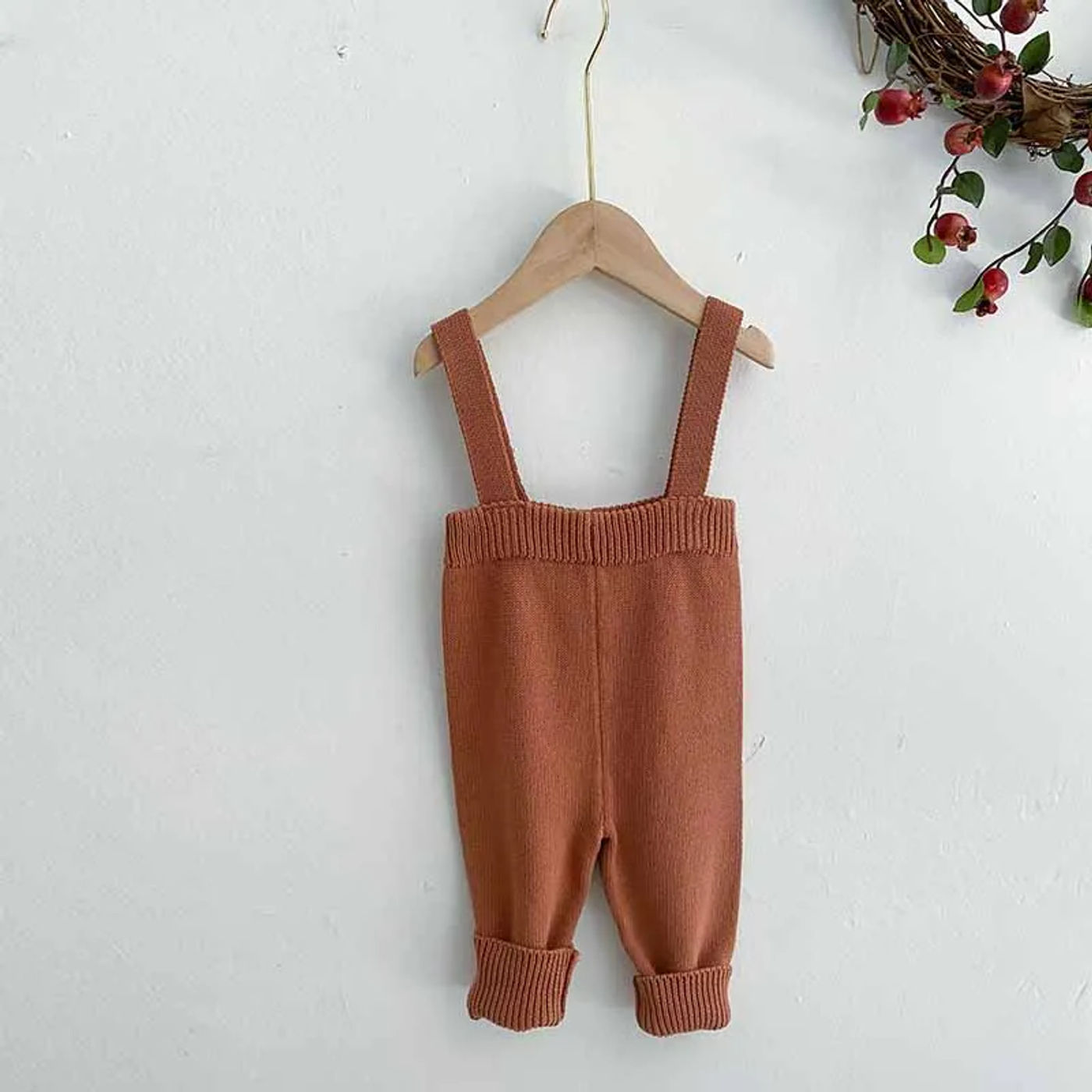 Description Picture 5 of itemIns Autumn Spring Baby Knitted Strap Overall Sweater Pants 0-2Y Cotton Baby Girls and Boys One Piece Wool PP Pants
