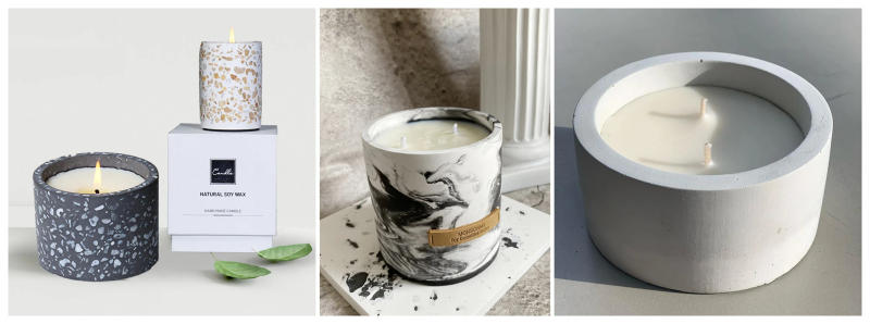 Description Picture 3 of item3 Sizes Round Cement Concrete Molds for Candle Cup Holder Silicone Mold DIY Handmade Flower Pot Clay Mould Wax Box Making Tool