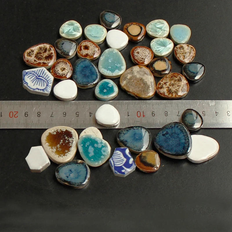 Description Picture 5 of item80g/2.82oz Fragments Porcelain Mosaic Tiles Ceramic Mosaic Making Materials 5.5mm Polygon/Oval/Round Pattern DIY Craft Tile