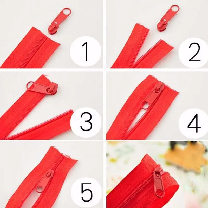 Description Picture 3 of item8/12/16 Meters Long 5# Black White Grey Red Yellow Nylon Coil Zipper Zip Ziper Zipp For DIY Sewing + 8/12/16pcs Zipper Sliders