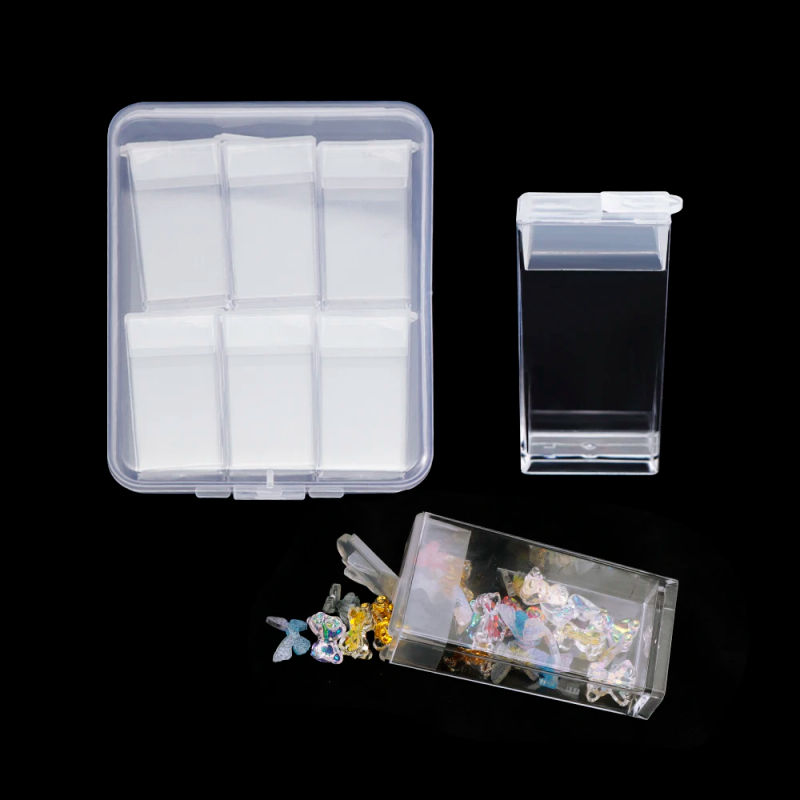Description Picture 4 of item1Pcs Transparent Nail Art Empty storage Case Box Rhinestones Gems DIY Jewelry Accessories Plastic Organizer Box Manicure Tool