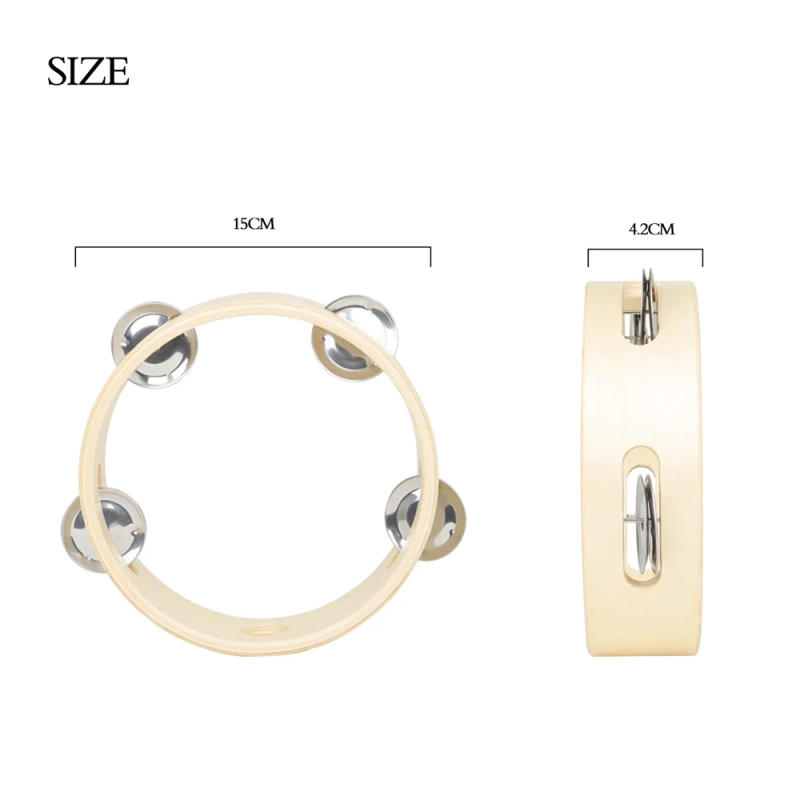 Description Picture 6 of item6 Inch Handbell Tambourine Metal Bell Wooden Rattle Ball Percussion Hand Bell Party Game Baby Toy Musical Instrument Kids Gift