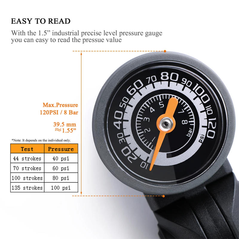 Description Picture 6 of itemGiyo 120psi Bicycle Floor Standing Pump Presta Schrader Dual Valve Conversion MTB Road Bike Mini Portable Tire Pump Inflator