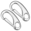 uxcell 2Pcs 50mm Carabiner Snap Hook 304 Stainless Steel Spring Gate Snap Hook Clip Marine Grade Lobster Claw Silver Tone