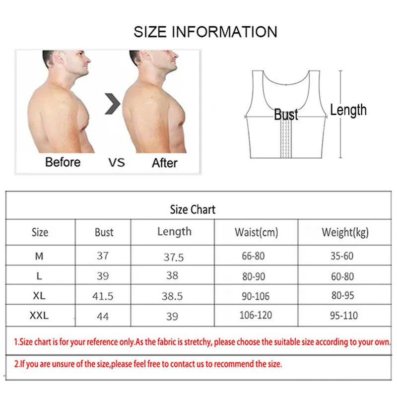 Description Picture 3 of itemMale Control Chest Bra Gynecomastia Chest Shaper Vest Tops Sexy Men Posture Corrector Compression Shirt Corset