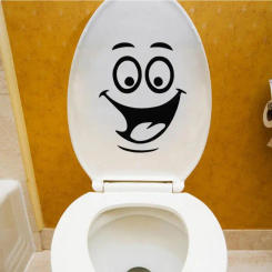 1PC Funny Creative Smile Toilet Stickers Art PVC Vinyl Bathroom Decoration Lovely Wall Decal Waterproof Home Decoration Stickers