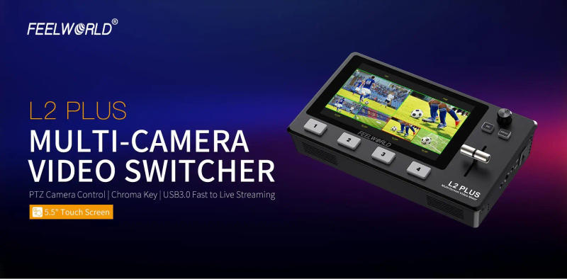 Description Picture 2 of itemFEELWORLD L2 Plus Multi Camera Video Mixer Switcher 5.5 Inch LCD Touch Screen 4 HDMI Inputs USB3.0 Output Live Streaming