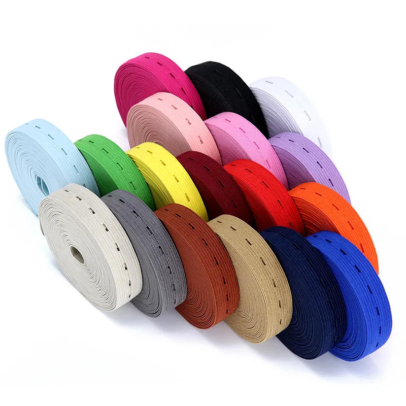 Description Picture 3 of item18mm Colorful Adjustable Flat Elastic Band with Button Holes Elastic Band for Baby Diaper Pregnant Garment Sewing Accessories 1M
