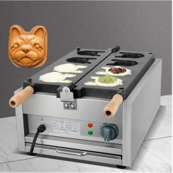 4 PCS Commercial Taiwan Dog head Shape Waffle Maker Non-stick Dog Head Shape Baking Equipment Sandwich Waffle Making Machine