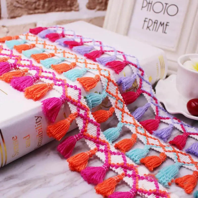 Description Picture 6 of item1Yard Tassel Lace Trim Tassel Fringe Lace Curtain Embroidery Tassels Garment Lace Ribbon for Wedding DIY Craft Sewing Accessorie
