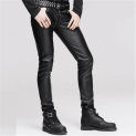 Idopy Fashion Men`s Casual Faux Leather Pants Stretchy Black Motorcycle Biker Slim Fit Pencil PU Punk Trousers For Male