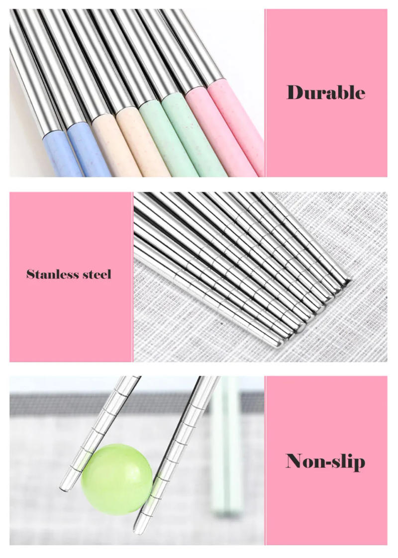 Description Picture 5 of item1 Pair Korean Stainless Steel Chopsticks Laser Engraving Patterns Food Sticks Portable Reusable Chopstick Sushi