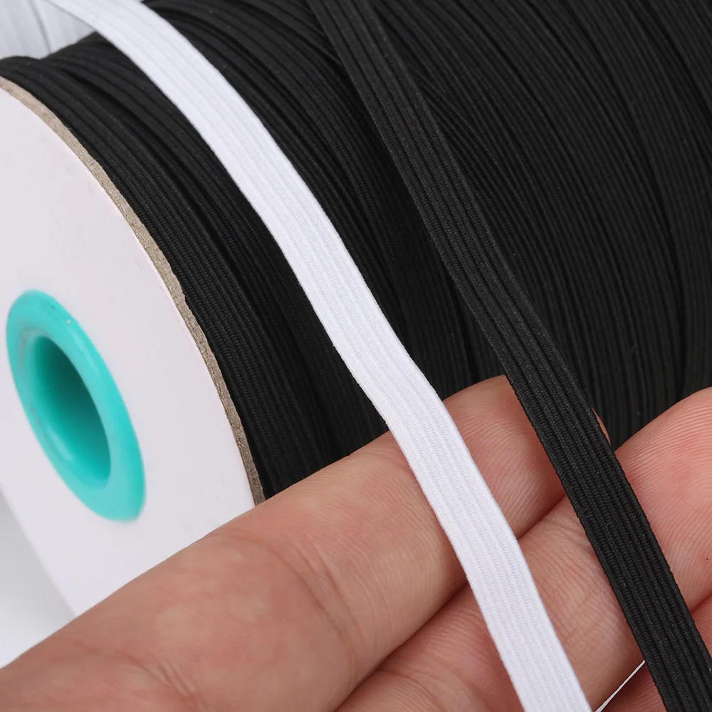 Description Picture 5 of item3/5/6/8//10/12/14mm Elastic Band White Black High Elastic Flat Rubber Band Waist Band Stretch Rope for DIY Craft Clothing Sewing