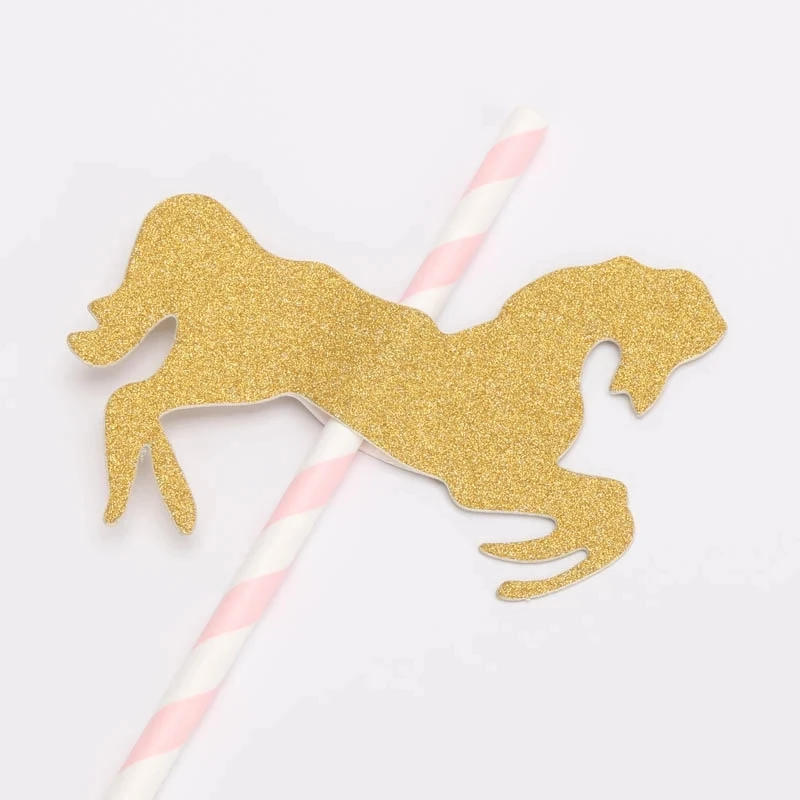 Description Picture 6 of item1Set Lollipop Carousel Horse Cake Topper Unicorn Birthday Supplies Wedding Party Decoration Gender Reveal Cake Decor