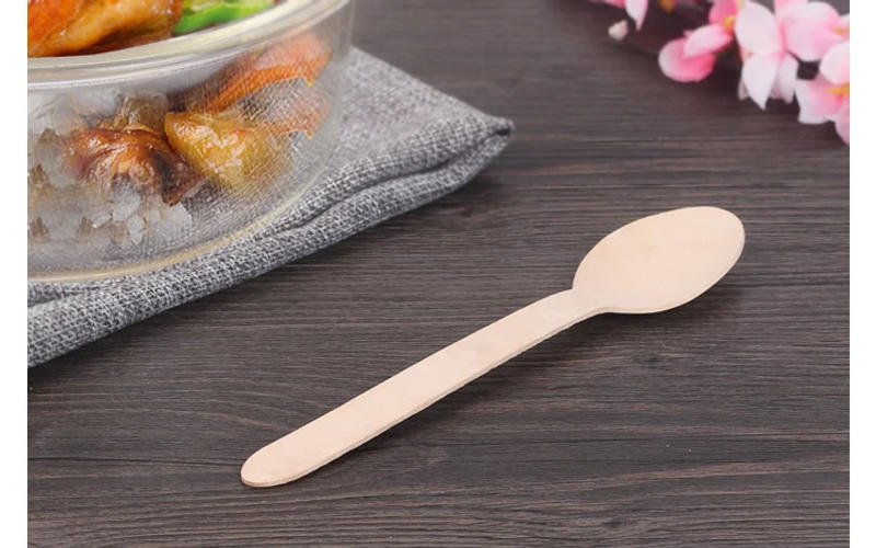 Description Picture 5 of item100pcs 16cm Party Use Disposable Wooden Fork Spoon Knife Flatware Wood Cutlery