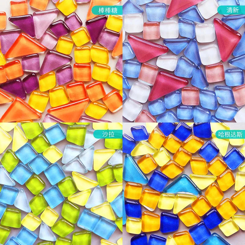 Description Picture 6 of item600g/21.16oz(Approx. 400~410pcs) Pure Color Glass Mosaic Tiles Irregular Shape DIY Craft Polygon Tile Mosaic Making Materials