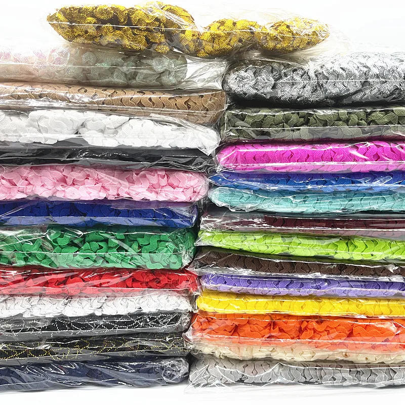 Description Picture 2 of item15yard 5mm Multi Colors Terylene Ribbon Lace Trimming Ribbon Wave Cords Threads for Patchwork Party Decor DIY Craft Supplies