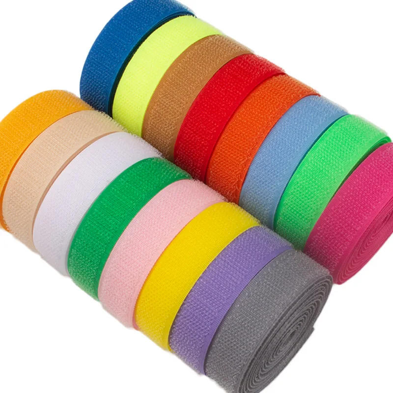 Description Picture 3 of item2/5meter Sew on Hook and Loop Colour 20mm Non-Adhesive Fabric Fastener Interlocking Tape Nylon Strips Sticky DIY Craft Supply