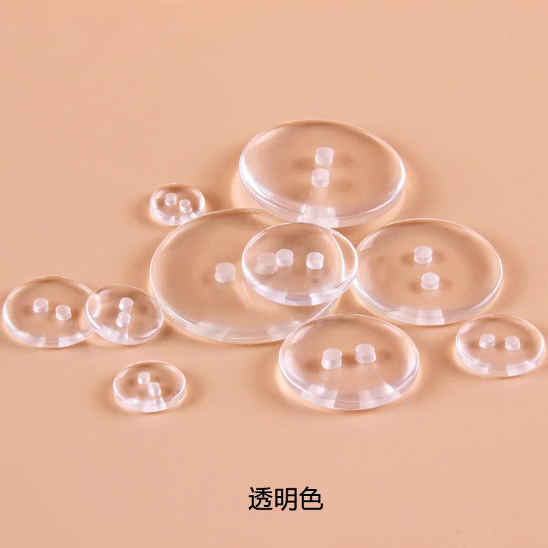 Description Picture 4 of item9--25mm Two Holes Transparent White Small Buttons Black Suit Pad Button Bread Round Resin Sewing Buttons Diy Scrapbooking