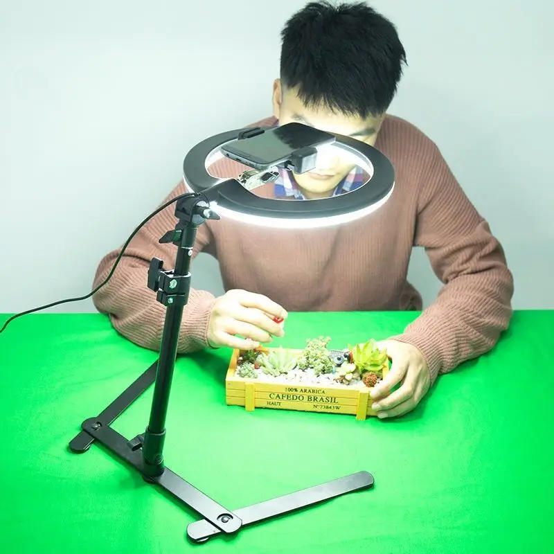 Description Picture 4 of itemDesktop Overhead Tripod for Video Shooting with Led Ring Light Lamp Tabletop Stand Tripods with Mobile Phone Holder For Nail Ar