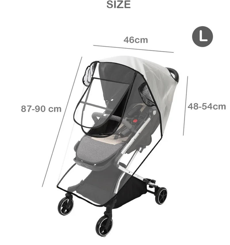 Description Picture 6 of itemEVA Baby Stroller Accessories Waterproof Rain Cover Transparent Wind Dust Shield Zipper Open For Pushchairs Raincoat
