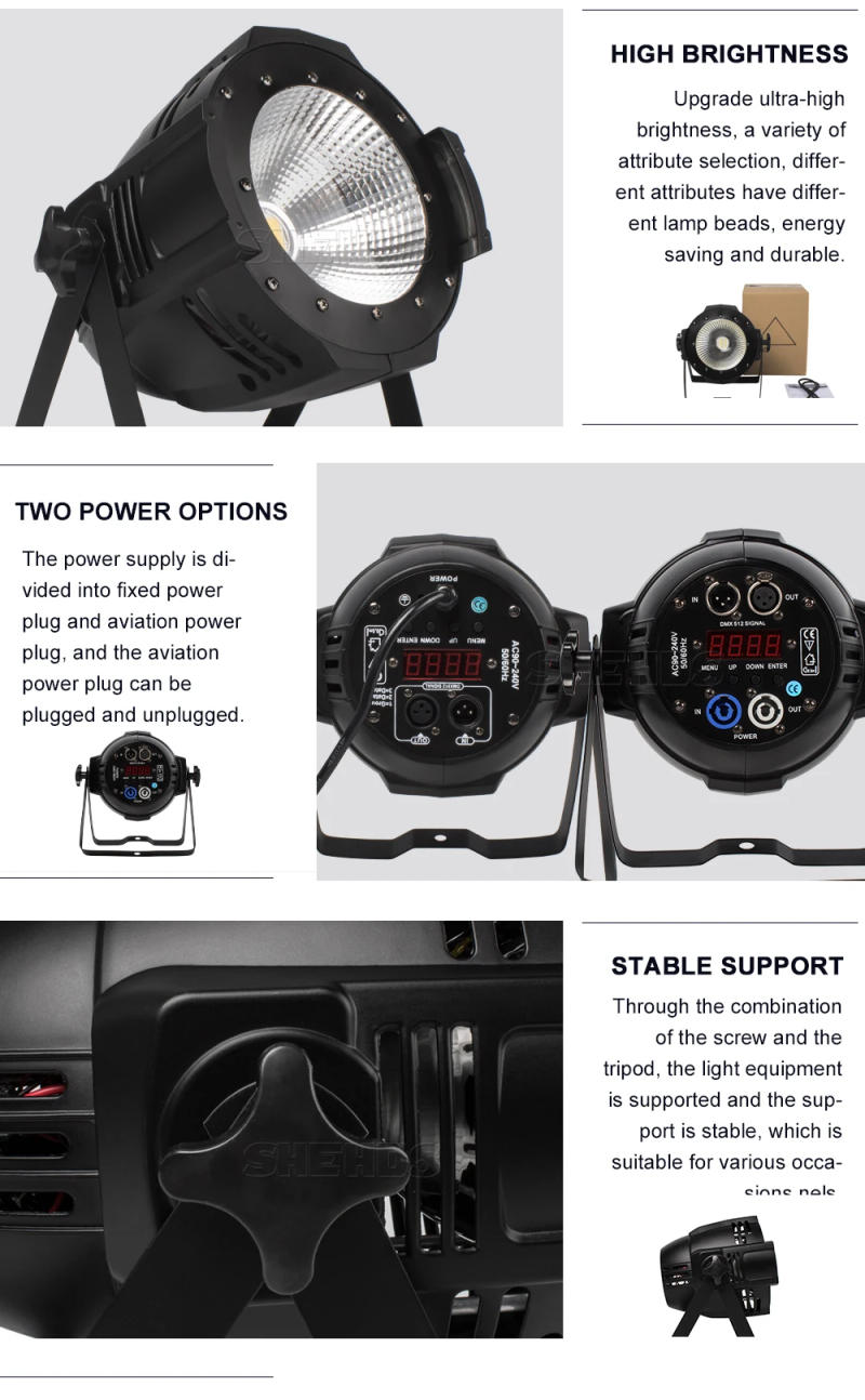 Description Picture 3 of item2PCS Led Par 200W COB Light With RGBWA UV 6in1 Ultraviolet Lamp Stage DJ Controller Disco Spotlight Church Market