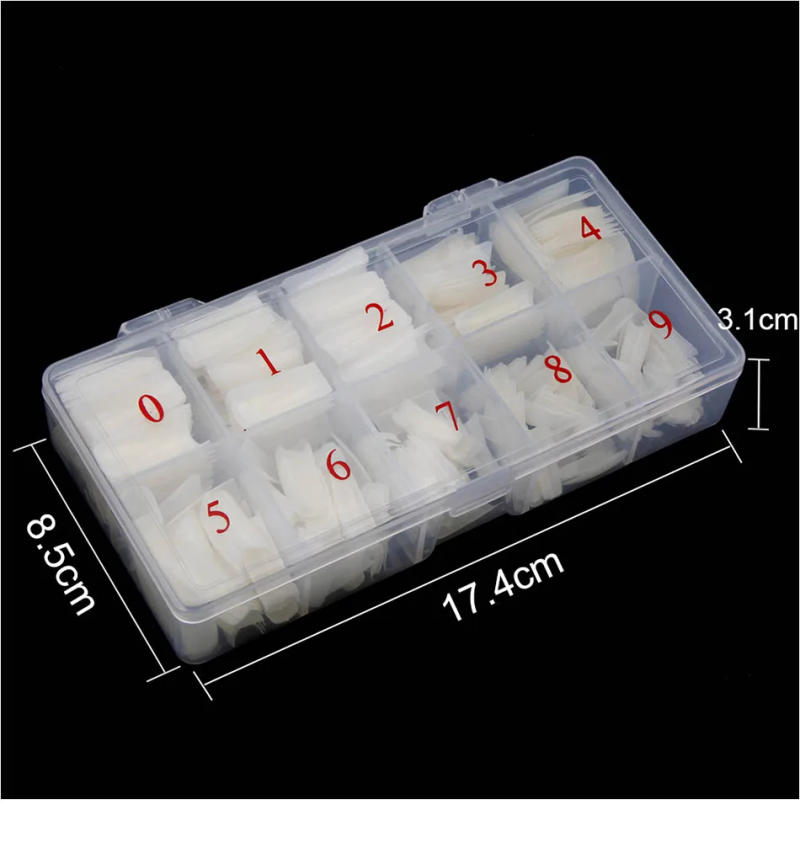 Description Picture 5 of itemNail Capsules 500pcs/Box Artificial Nail Tips Full Cover Nails Tips Acrylic Transparent Nail Capsules French Manicure False Nail
