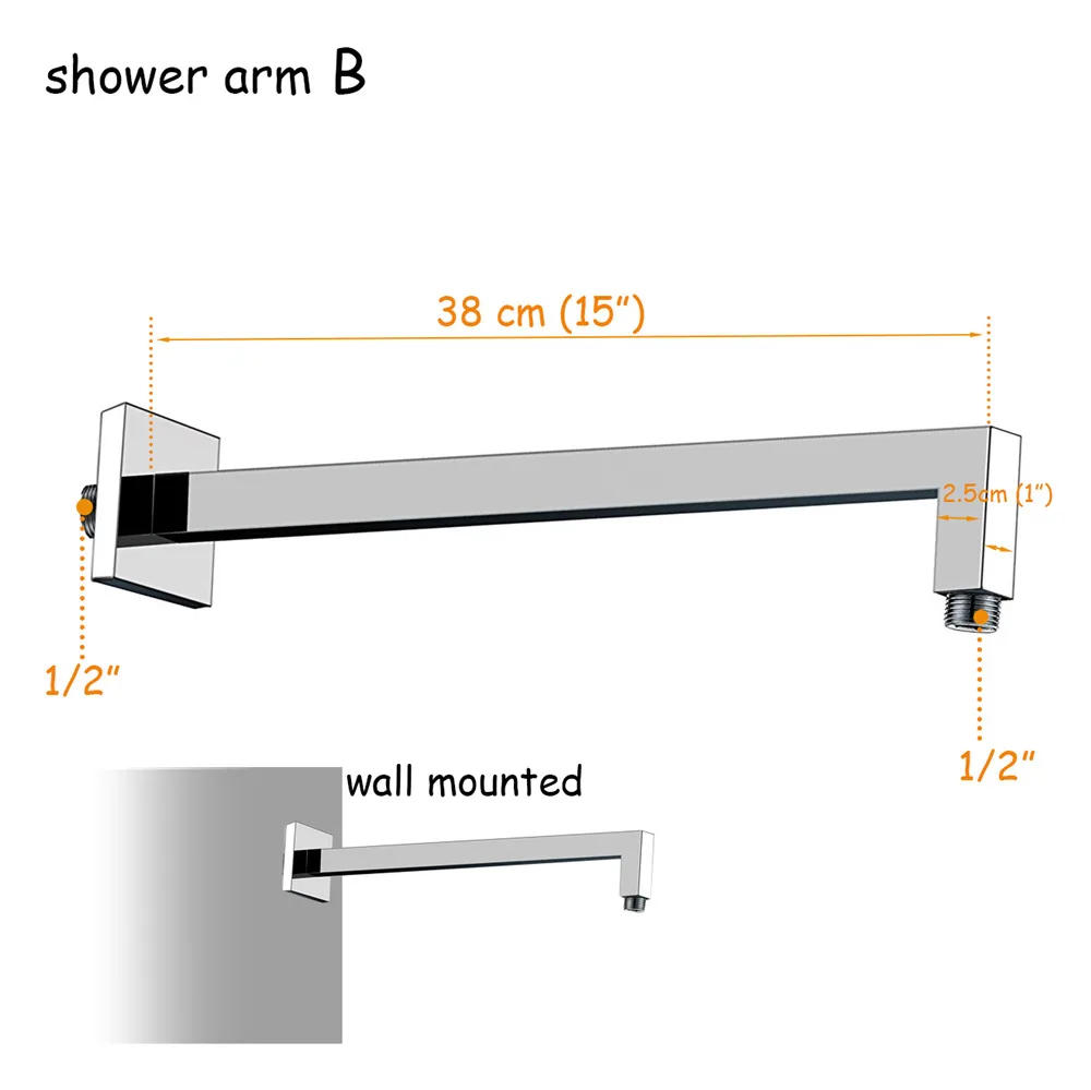Description Picture 4 of itemStainless Steel Chrome-plated Bathroom Shower Accessories Bathroom Wall-mounted and Ceiling-mounted Shower Arm Accessories