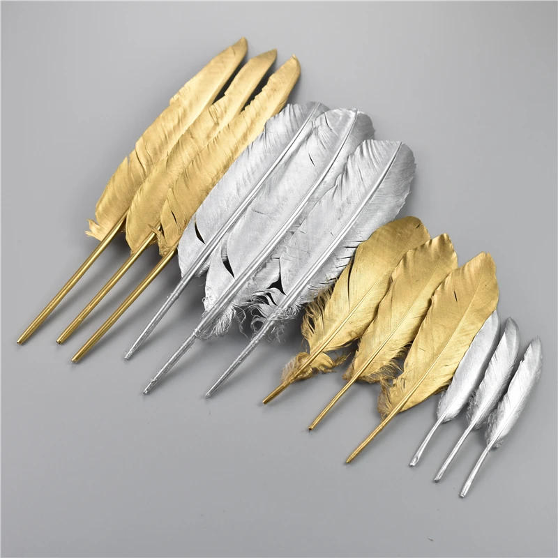 Description Picture 2 of itemWholesale Golden Goose Feather for Crafts Silver Duck Plumas Wedding Party Decoration Handicraft Accessories Table Centerpieces