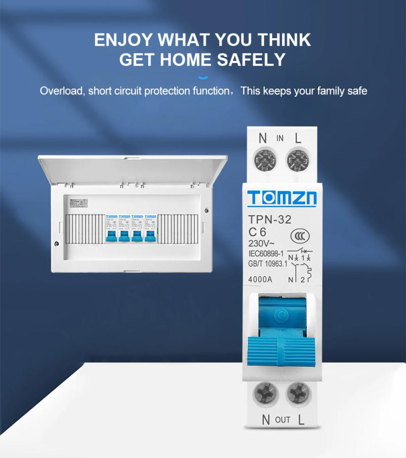 Description Picture 4 of itemTPN 1P+N Mini Circuit Breaker MCB 6A 10A 16A 20A 25A 32A Din Rail Mounting Miniature Household Air Switch