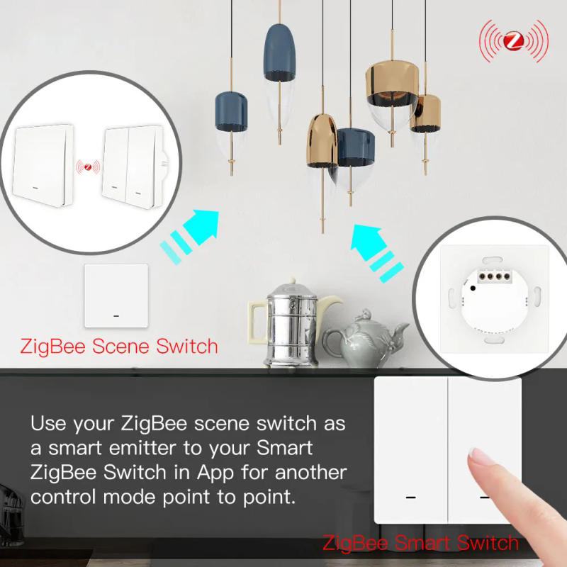 Description Picture 5 of itemMOES Tuya ZigBee Light Switch with Transmitter Kit No Neutral Wire No Capacitor Required works with Alexa Google Home Smart Life