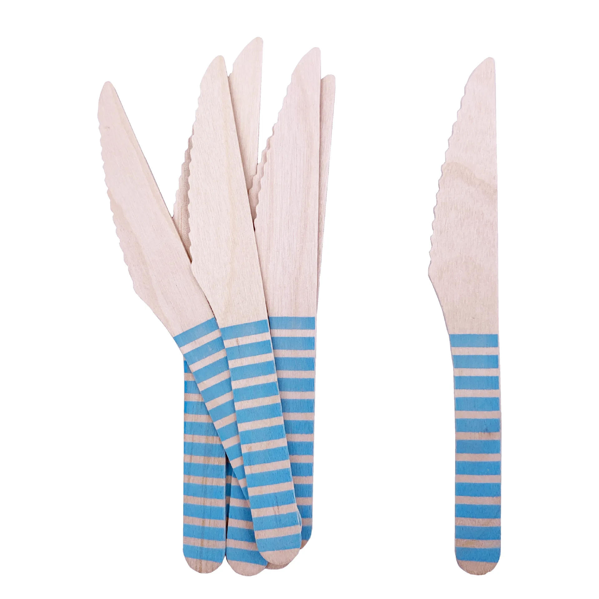 Description Picture 4 of item16pc Wooden Blue Pink Fork Knife Spoon Disposable Tableware Kids Baby Shower Supplies Wedding  Happy Birthday Party Decor