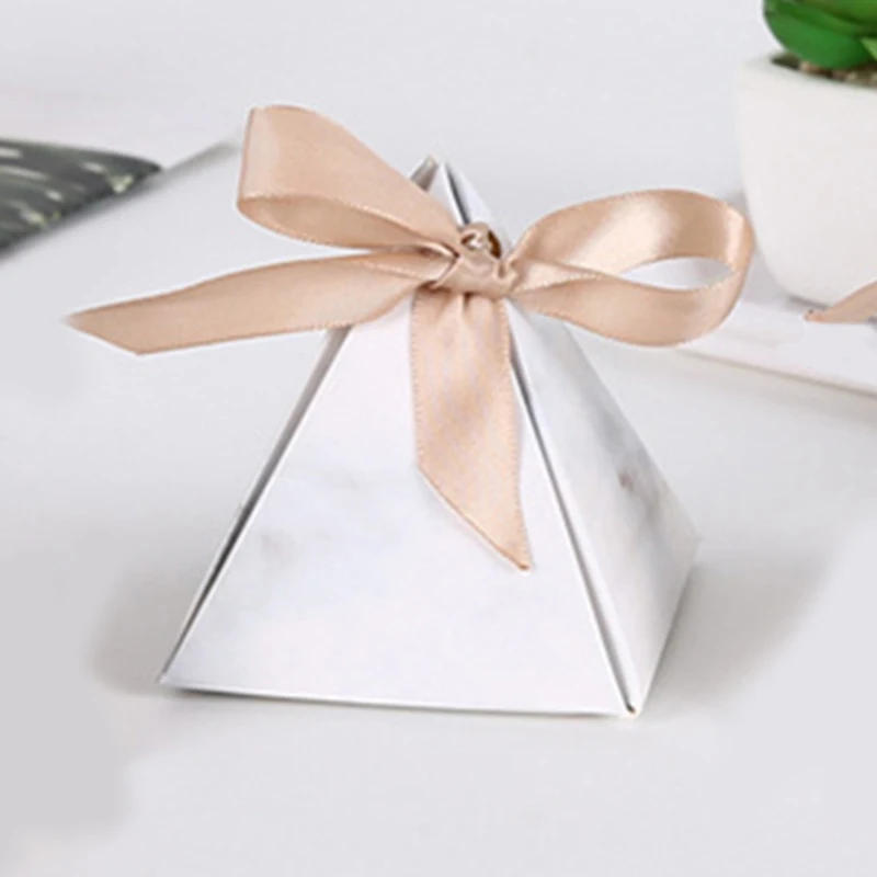 Description Picture 6 of item25/50pcs Triangle Marbling Chocolate Candy Box Gifts Box Baby Shower Packaging Birthday Christmas Party Favor Wedding Decoration