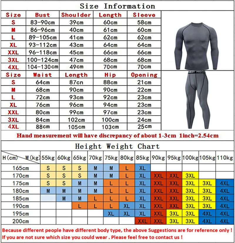 Description Picture 3 of itemGym Tight Training Clothing Workout Jogging Sports Set Fitness Men's Compression Thermal Underwear Top Trousers Sportswear