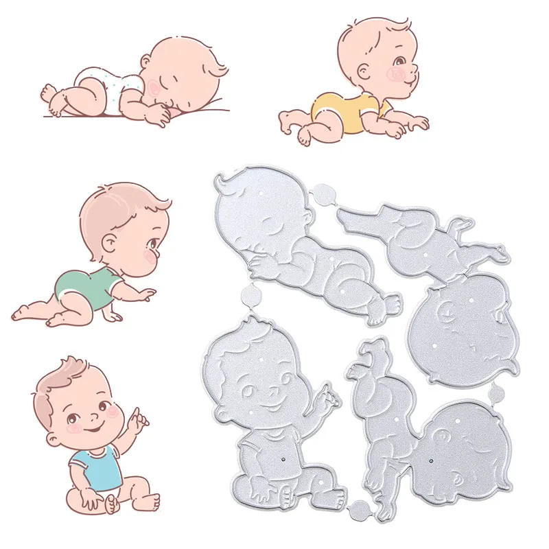 Description Picture 4 of itemMetal Cutting Dies Scrapbooking Growth Crawling Baby DIY Album Card Embossing Craft Die Cuts Baby Shower Decor Child's Growth