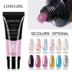 Limegirl Glitter Poly Nail Gel Extension 15g Gel Polish All For Manicure Poly Building Nail Gel Semi Permanent Soak Off Nail Art