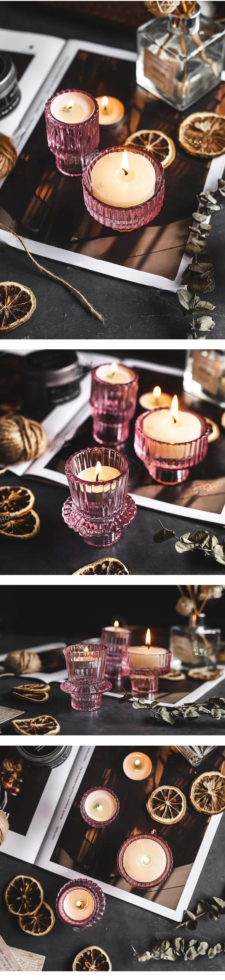 Description Picture 6 of itemNordic Tealight Holder Candlestick Candles Holders Table Candle Stand Romantic Candlestick Home Decoration Crystal Glass