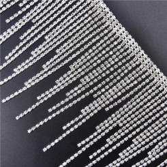 Rhinestone Fringe Trim Crystal Irregular Tassel Chain Applique Ribbon For Crafts Dress Jeans Clothing Accessories Diy Decoration