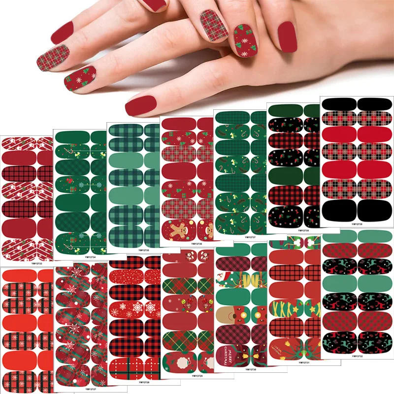 Description Picture 4 of itemBaking Free Christmas Series Nail Polish Stickers Strips Plain Nail Art Decorations Heart Designs Glitter Powder Manicure Tips