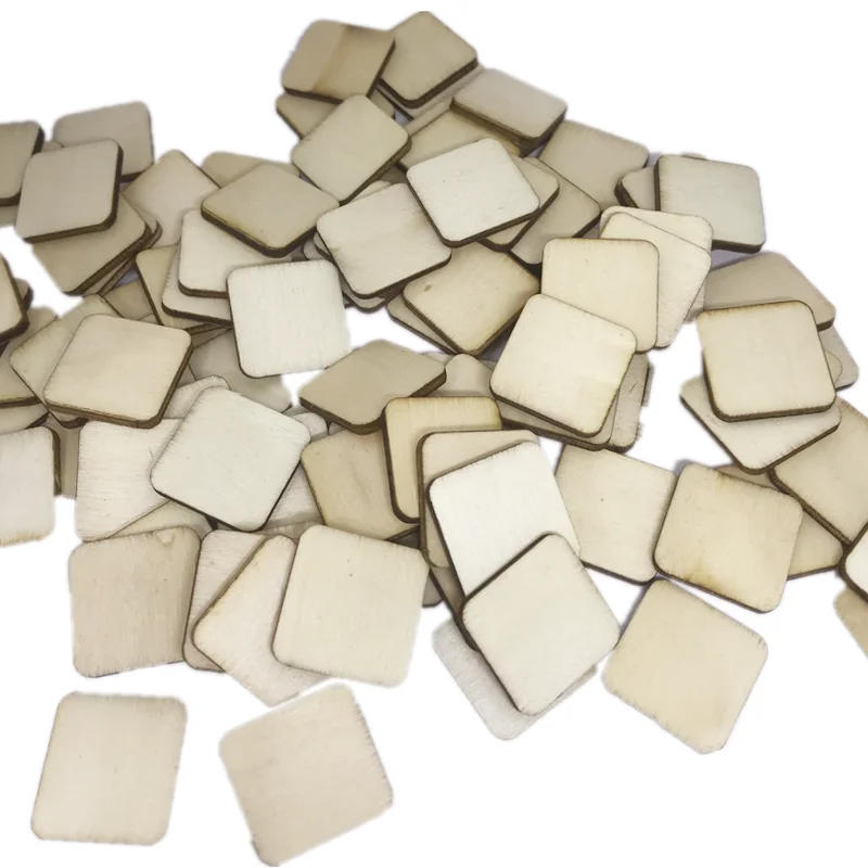 Description Picture 6 of item100pcs 20mm Unfinished Wood Pieces Blanks Wood Squares Round Corner Wooden Cutouts for DIY  Craft Laser Engraving Carving