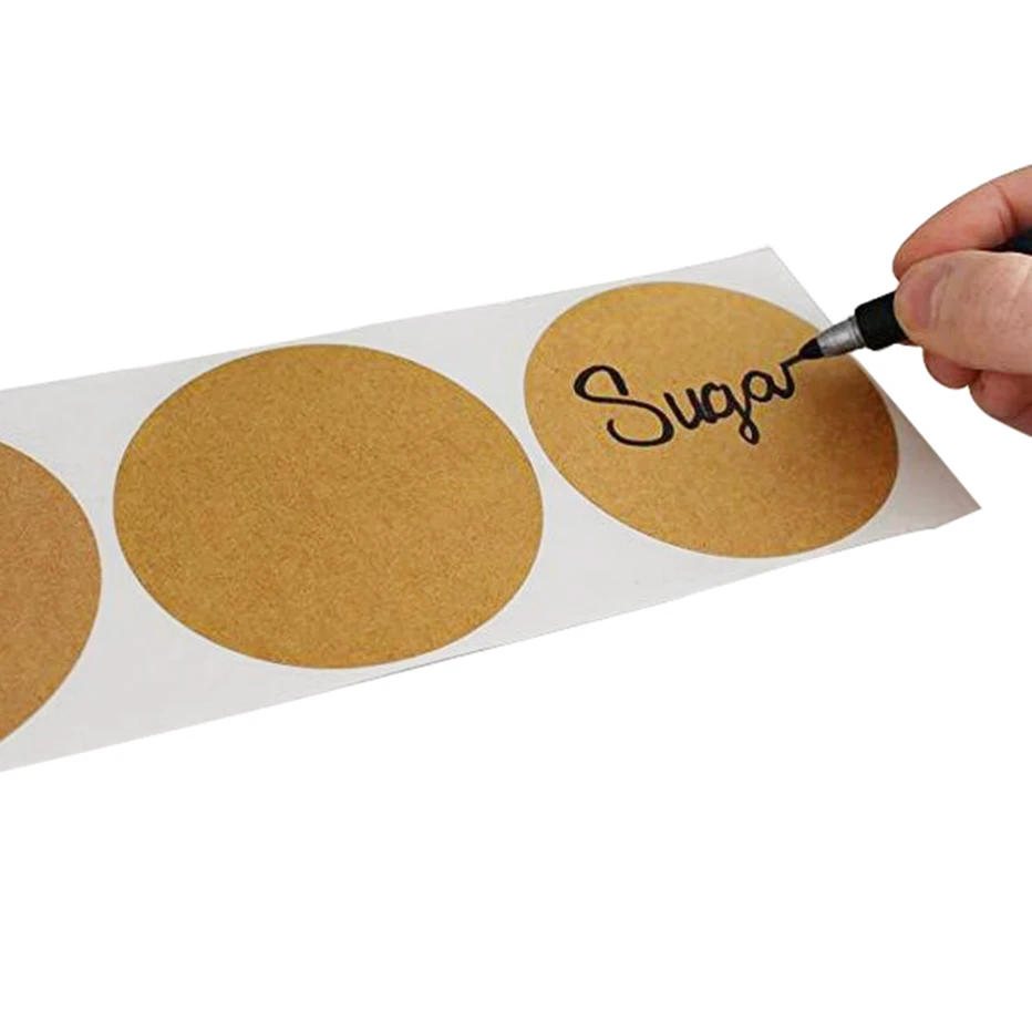 Description Picture 5 of item2.5cm Round Brown Label Stickers Reusable Waterproof Stickers for Containers Jars Mason Spice Glass Organizers Adhesive Stickers