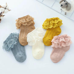 Wholesale Baby Lace Ruffle Socks Newborn Cotton Baby Girls Sock Cute Toddler Socks Princess Style Baby Accessories