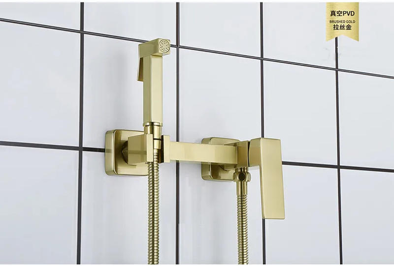 Description Picture 3 of itemBidet Faucet Set Brush Gold Wall Mounted Bathroom Bidet faucet High Pressure Toilet Gun Brass Hot And Cold