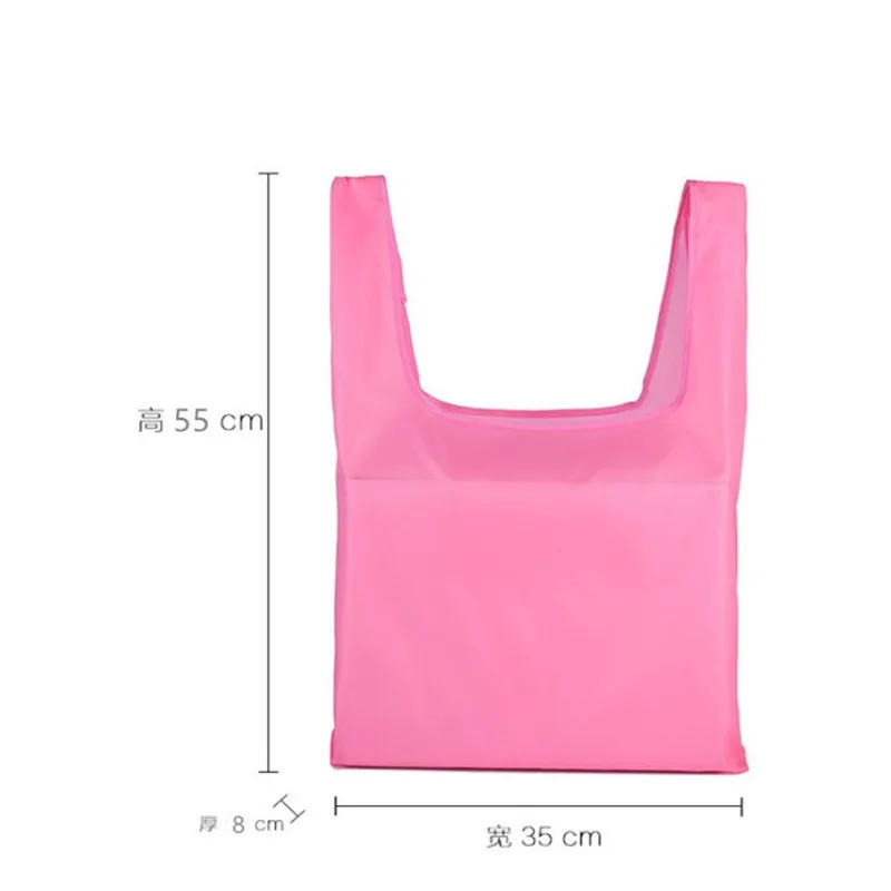 Description Picture 2 of itemSolid Color Foldable Shopping Bag Eco Reusable Tote Oxford Fabric Casual Large-capacity Shopping Bag Home Storage Bag Supplies