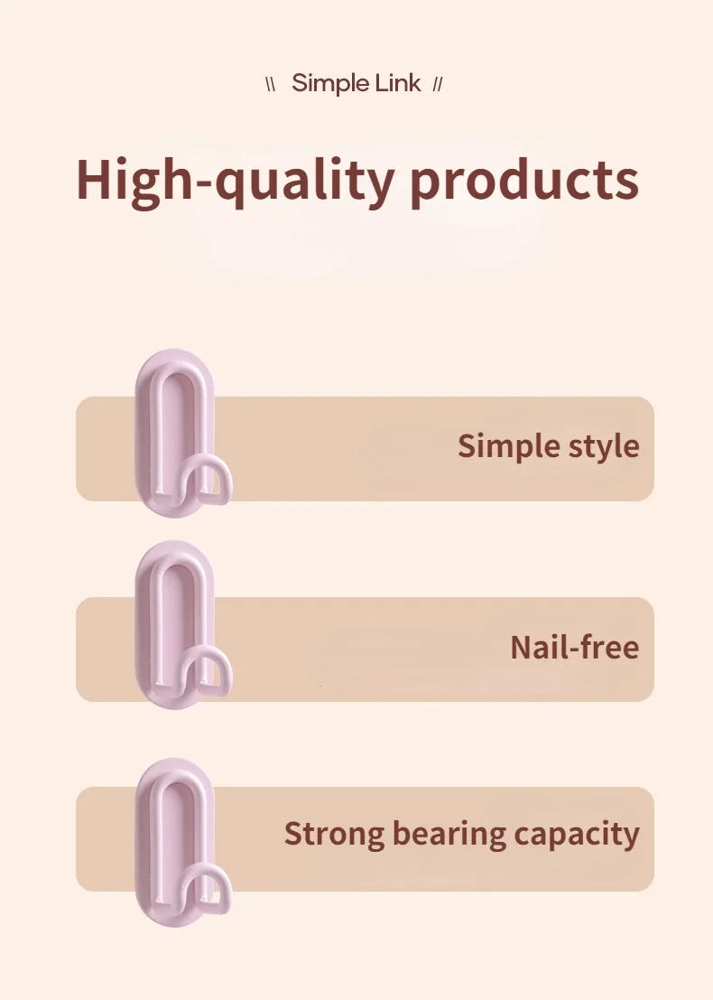 Description Picture 3 of itemPunch-free Metal Hook Strong Viscose Adhesive Hook Load-bearing Door Back Wall Bathroom Kitchen Key Seamless Nail Clothes Hanger