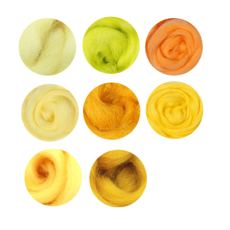 Description Picture 5 of item66S Yellow Color Series Wool Fibre  for Needle Felting Wet Felting Wool Felting Handmade Spinning DIY Craft Materials