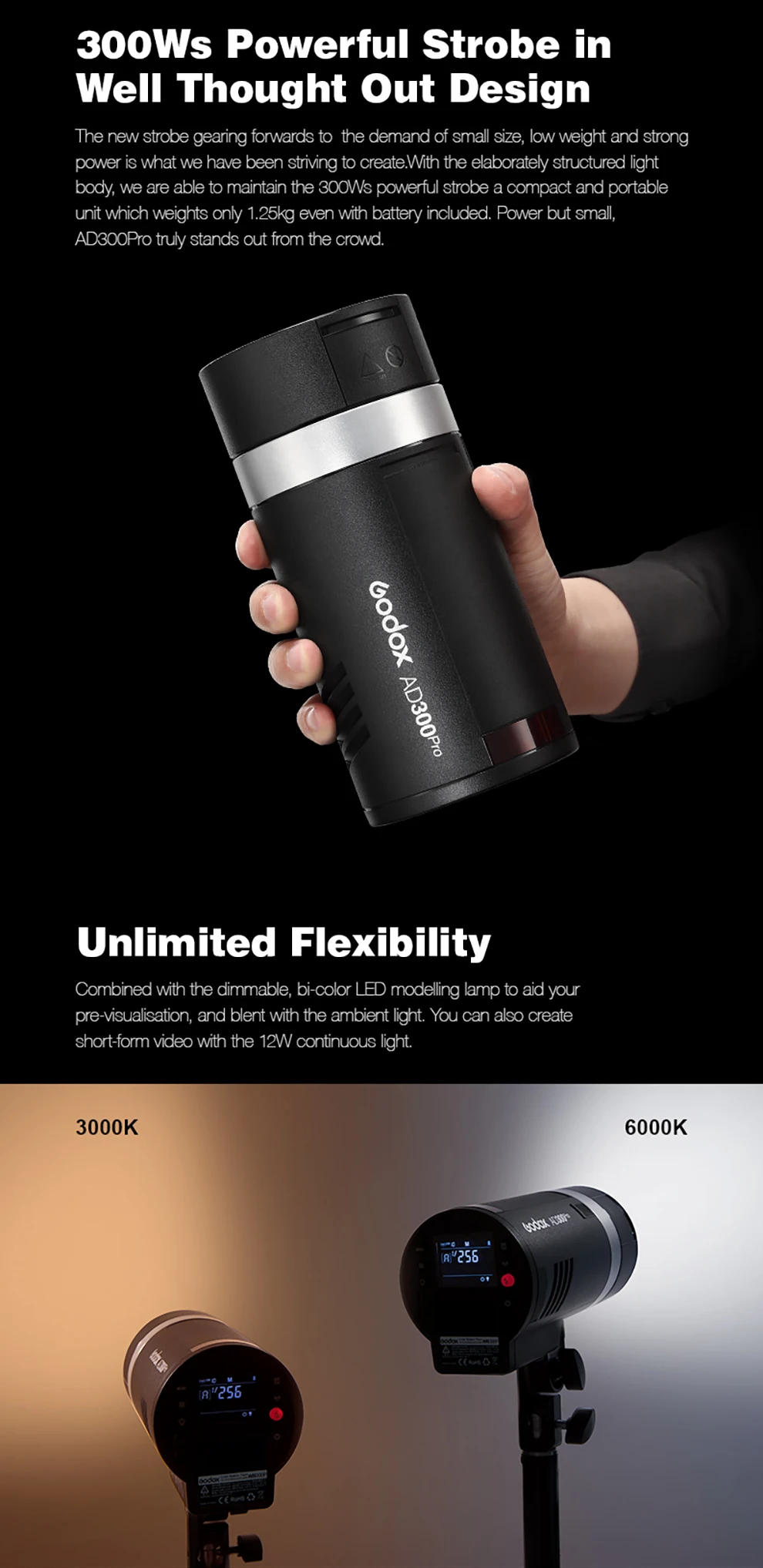 Description Picture 3 of itemGodox 300W AD300Pro Outdoor Flash Light 2.4G 1/8000 TTL HSS Built-in Battery Godox Mount Flash for Iconic Brand Nikon Iconic Brand Fuji Olympus