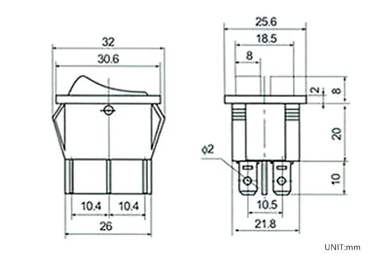 Description Picture 2 of item1PCS KCD8 6PIN 16A 250V 20A 125V Double Light Switch Rocker Switch Waterproof ON-OFF KCD6 Boat Power Switch