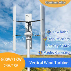 China Factory Free Energy Windmill 800W 1000W Vertical Axis Permanent Maglev Wind Turbine Generator 24v 48v With MPPT Controller