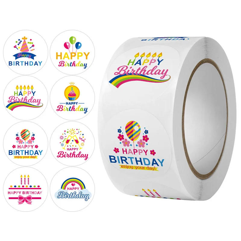 Description Picture 6 of item100-500pcs 1inch Cute Happy Birthday Stickers Gift packaging Sealing Label Scrapbooking Stickers DIY Party Decoration Kids toys